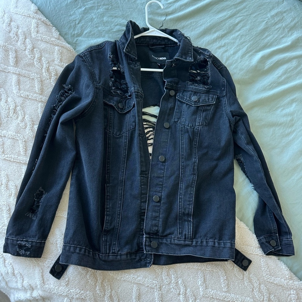 Black ripped jean jacket